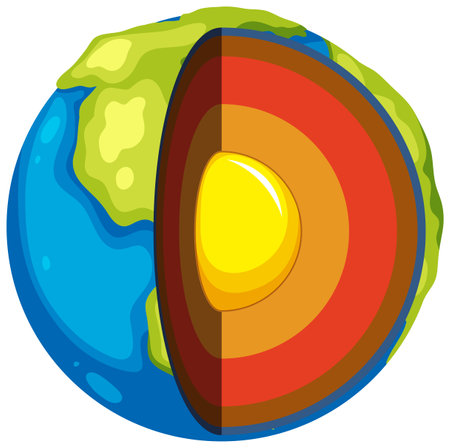 Four layers of the earth illustrationのイラスト素材