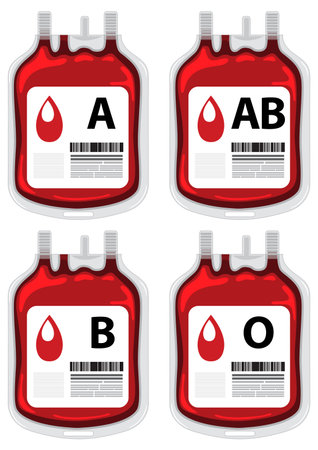 Set of all blood type illustrationのイラスト素材