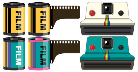 Retro objects and electronic devices illustrationのイラスト素材