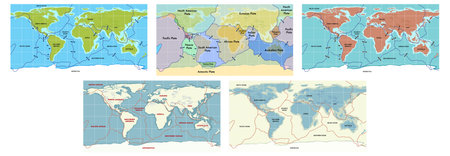 Tectonic plates world map collection illustrationのイラスト素材