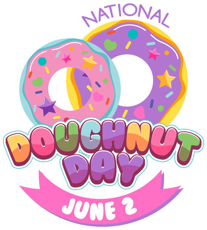 Happy doughnut day in June logo illustrationのイラスト素材