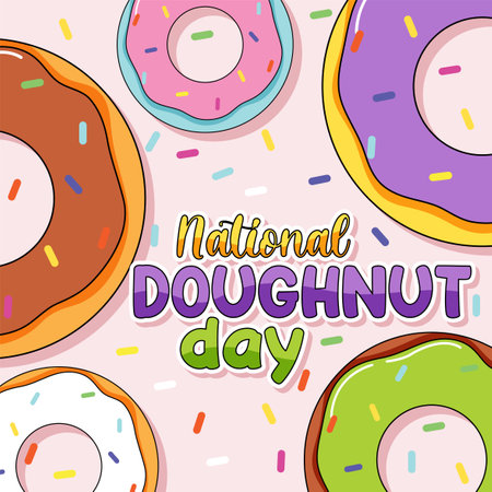 Happy doughnut day in June  illustrationのイラスト素材
