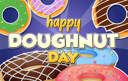 Happy doughnut day in June illustrationのイラスト素材