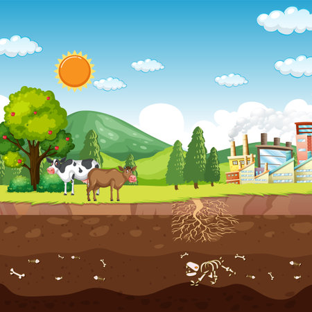 Carbon Cycle Concept for Science Education illustrationのイラスト素材