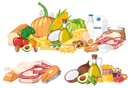 Main food groups macronutrients vector illustrationのイラスト素材