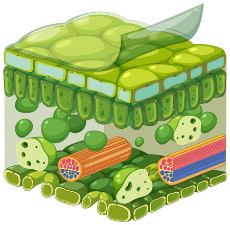 Internal structure of leaf diagram illustrationのイラスト素材