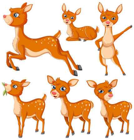 Collection of Cartoon Deer Characters illustrationのイラスト素材