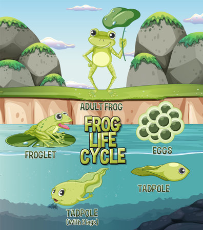 Frog Life Cycle Diagram illustrationのイラスト素材