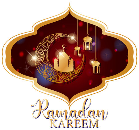 Ramadan Kareem Poster with Traditional Islamic Elements illustrationのイラスト素材