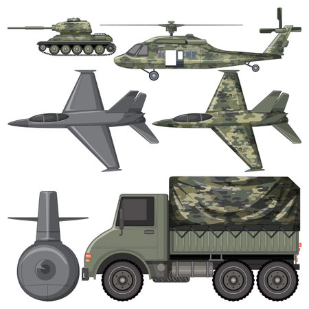 Set of military vehicles illustrationのイラスト素材