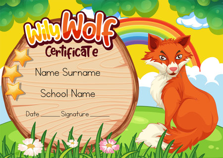 Certificate for kids template with customizable design with playful fonts illustrationのイラスト素材