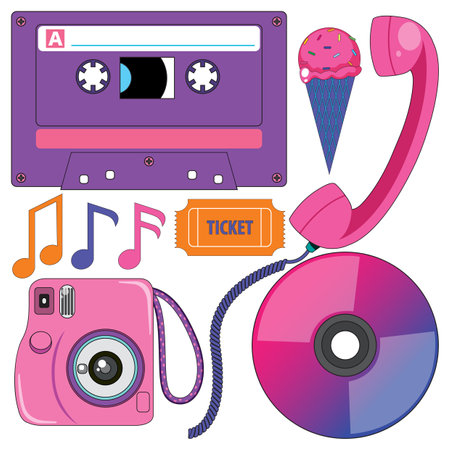 Set of retro object illustration