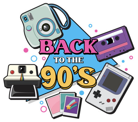 Back to the 90s banner template illustrationのイラスト素材