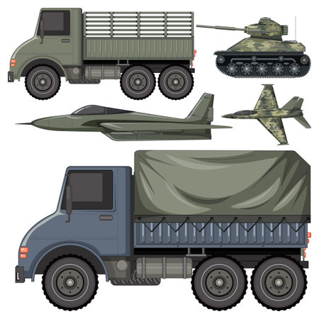 Set of military vehicles illustrationのイラスト素材