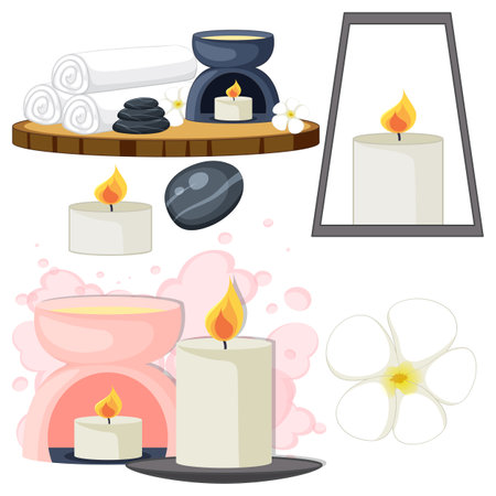 Spa and Sauna Self Care Elements Collection illustrationのイラスト素材