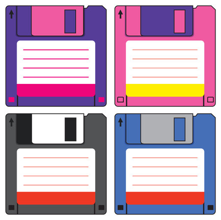 Different colorful floppy disks illustrationのイラスト素材