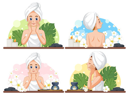 Spa and Sauna Self Care Elements Collection illustrationのイラスト素材