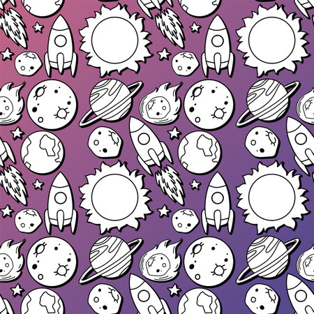 Astronomy Objects and Icons Vector Set illustrationのイラスト素材