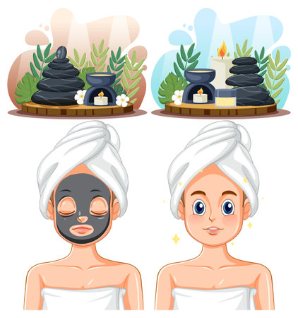 Spa and Sauna Self Care Elements Collection illustrationのイラスト素材