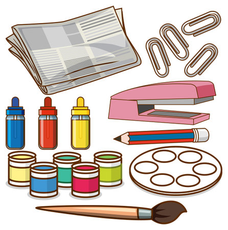 Set of stationery simple cartoon illustrationのイラスト素材