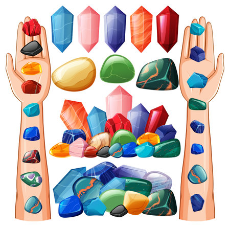 Set of lucky gem stone illustrationのイラスト素材