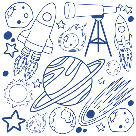 Astronomy Objects and Icons Vector Set illustrationのイラスト素材