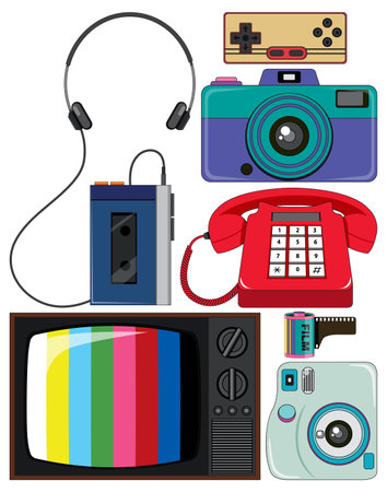 Set of retro object illustrationのイラスト素材