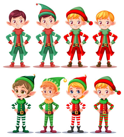 Set of Christmas cartoon characters illustrationのイラスト素材
