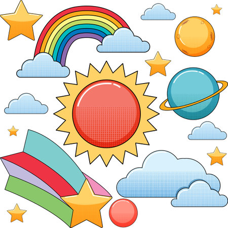 Rainbow and Sun Seamless Background illustrationのイラスト素材