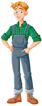 Young male farmer cartoon character illustrationのイラスト素材