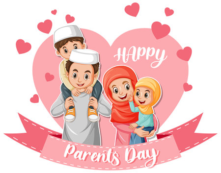 Happy parents day banner illustrationのイラスト素材