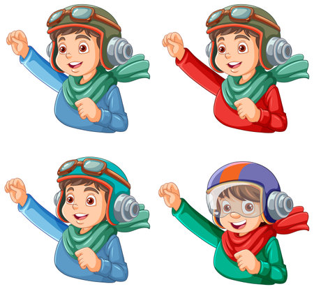 Adventure Kids Heads Collection illustrationのイラスト素材