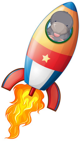 A mole in rocket vector illustrationのイラスト素材