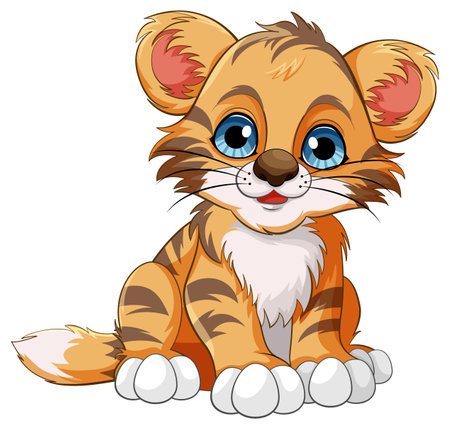 Cute Baby Tiger Cartoon Character illustrationのイラスト素材