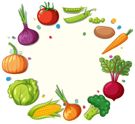 Fruit and Vegetable Round Frame Template illustrationのイラスト素材