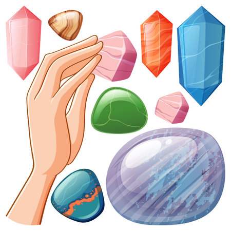 Set of lucky gem stone illustrationのイラスト素材