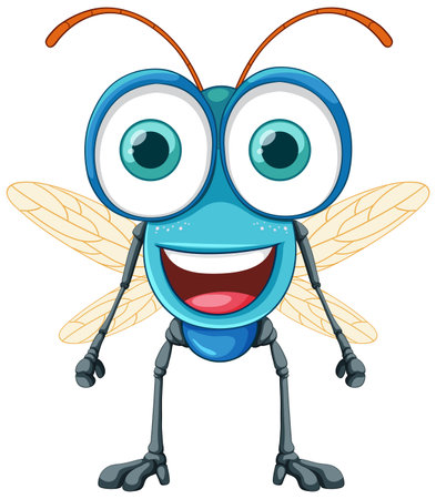 Happy fly cartoon character illustrationのイラスト素材