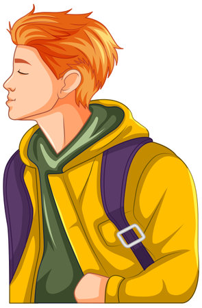 Side of man closing eyes kissing illustrationのイラスト素材