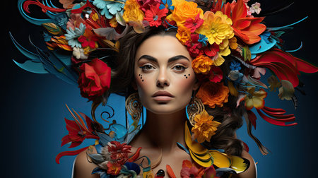 Vibrant abstract with symbolic elements and surreal, dreamlike forms.の素材