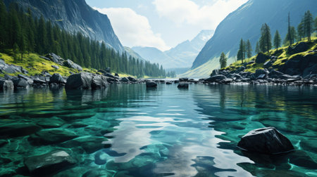 An ominous fog descending over the frigid waters surrounding an Antarctic peninsula.の素材