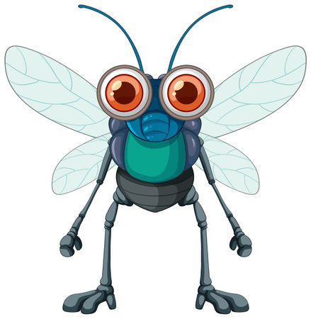Happy fly cartoon character illustrationのイラスト素材
