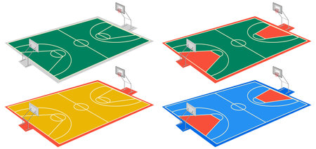 Collection of Different Basketball Courts illustrationのイラスト素材