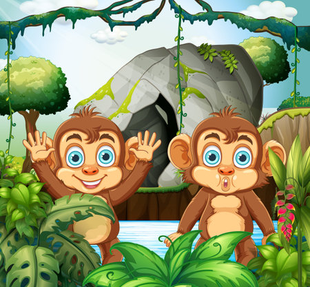 Happy money in the forest illustrationのイラスト素材