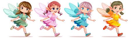 Set of cute fairies cartoon charater illustrationのイラスト素材