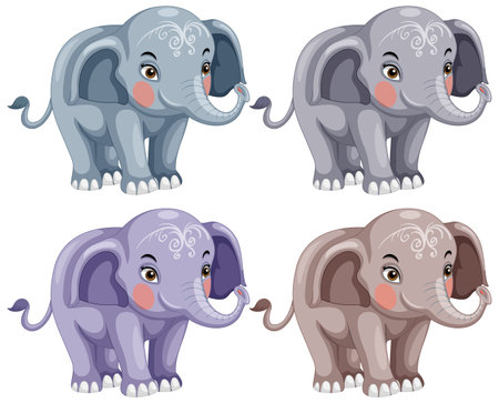 Cute elephant with painted face cartoon isolated illustrationのイラスト素材