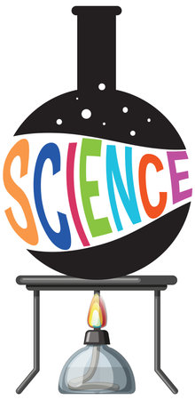 Vector cartoon illustration of science lab tools and equipmentのイラスト素材