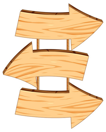 Vector cartoon illustration of wooden board frame with tree arrowsのイラスト素材