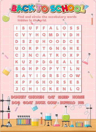 A fun and educational game template for learning English through word search puzzlesのイラスト素材