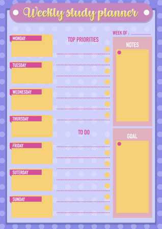 A detailed schedule divided by hour for a lesson plan to enhance time management skillsのイラスト素材