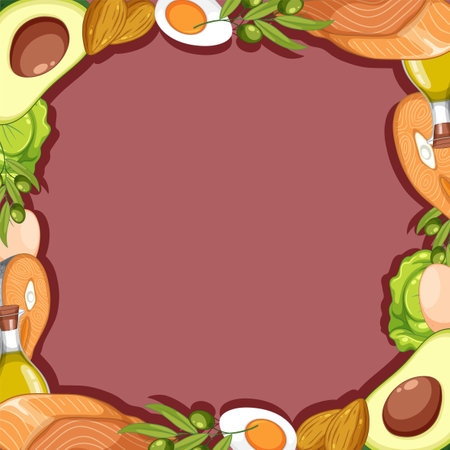 A vector cartoon illustration style A-frame border template with a food themeのイラスト素材